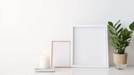 Obraz na płótnie Canvas Blank photo frame on table
