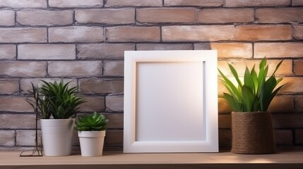 Blank photo frame on table