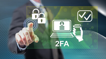 Man touching a 2fa concept