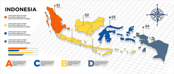 Fototapeta premium indonesia modern map with infographic, isolated on white background vector illustration eps 10