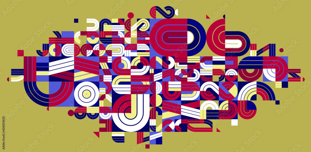 Poster dynamic messy abstract vector design composition, minimal lined modern art, stylish geometry element