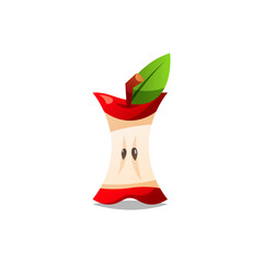 eaten apple vector. Apple core in flat style .