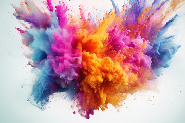 colorful powder paint explosion. abstract background. Generative AI