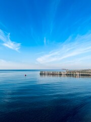 Obraz premium Blue seascape, sea view, calm sea coastline
