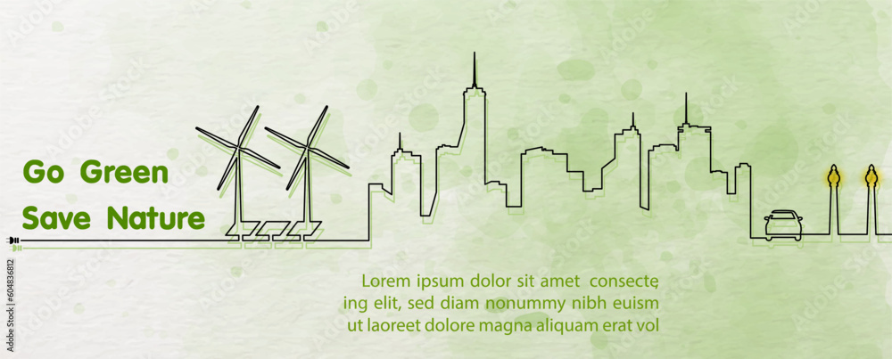 Poster concept poster's campaign of world environment day in line art and watercolors style and vector desi