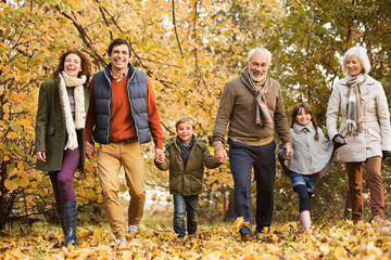 Family walking together in park
