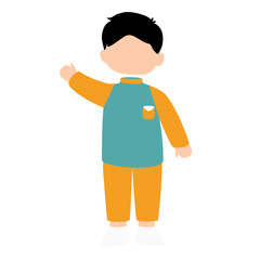 Cute Little Kid Boy Waving Hands