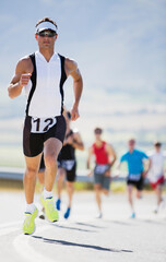Runner in race on rural road