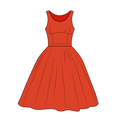 Red dress fashion illustration on white background