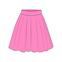 Pink skirt sketch illustration on white background