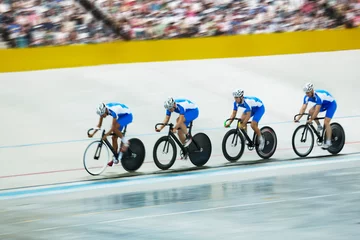 Foto op Canvas Track cycling team riding around velodrome © KOTO