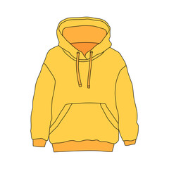 Yellow hoodie sketch illustration on white background