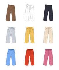 Color pants set illustration on white background