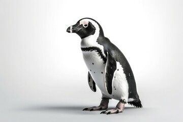 African penguin native to South Africa isolated on white background. Generative AI
