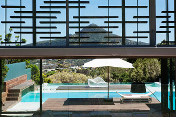 Modern house with view of swimming pool
