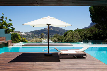 Swimming pool overlooking mountains