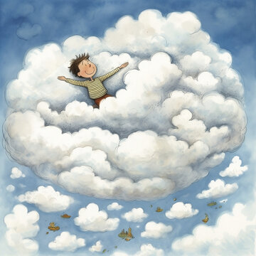 Floating in Dreams. Illustration Generative AI