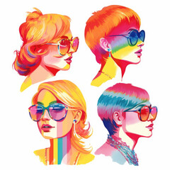 Pride colors illustrations on white background