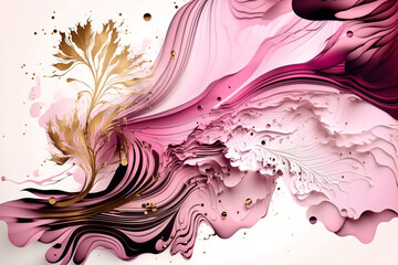 Liquid abstract pink and white alcohol ink background