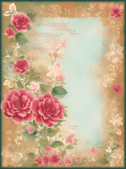 Greeting template flowers background. AI generated illustration