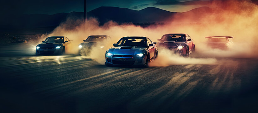 Premium AI Image  Drift racing japan tuning cars smoke speed drone photo  tokio wallpaper photo