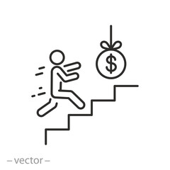 extrinsic motivation icon, man represents external motives, thin line symbol on white background - editable stroke vector illustration eps10