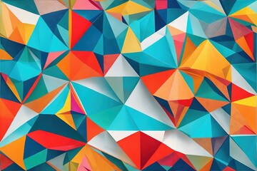 Abstract colorful background. Blue, orange, yellow and white. Delaunay voronoi trianglify diagram. generative ai