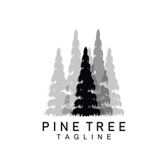 Pine Tree Logo, Green Plant Vector, Tree Silhouette Design, Icon, Illustration, Template