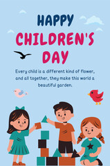 Fototapeta na wymiar Happy Children's Day Poster, Vector