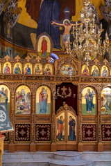 Interior of the Greek orthodox Church of St George, the wedding church in Kfar Cana Israel.
 - obrazy, fototapety, plakaty