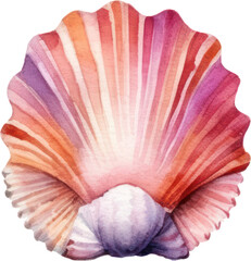 Seashell Watercolor Illustration. Generative AI