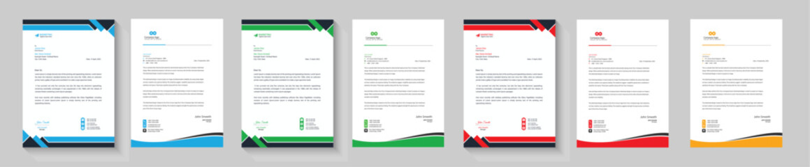 corporate modern letterhead design template with yellow, blue, green and red color. creative modern letter head design template for your project. letterhead, letter head, Business letterhead design.