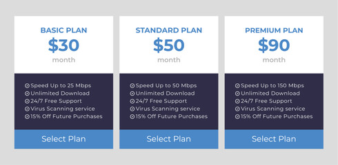 Vector price plan ui template design