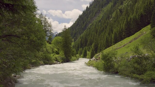 A river in the Austrian Alps on a sunny day in summer