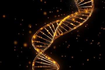 Gold helix human DNA structure - obrazy, fototapety, plakaty