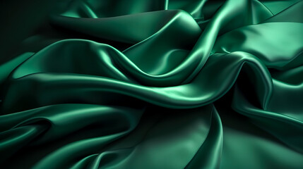 Obraz premium Texture background with green fabric, generative AI.