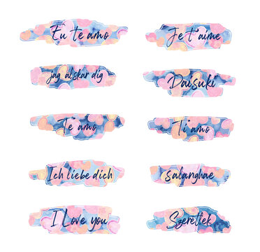 eu te amo, je t'aime, daisuki, te amo, ti amo, ich liebe dich, salanghaem i love you, szeretlek, stickers with love messages in ten different languages, gift tags, png file
