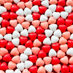 Group of little colorful candy hearts.