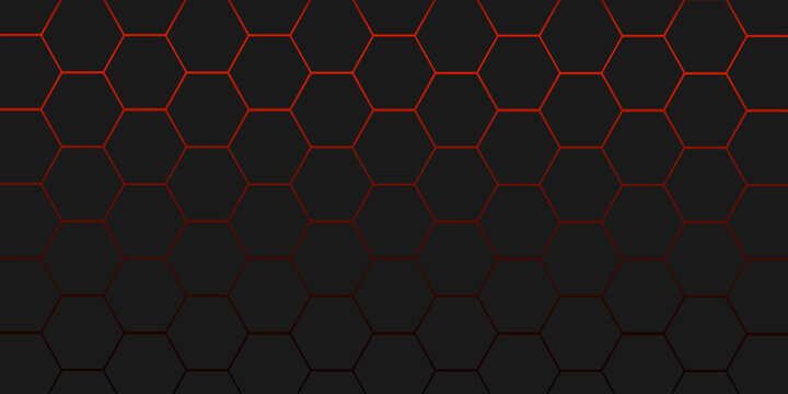 Abstract dark red background technology futuristic digital concept with honeycomb shape, for banner, backdrop, cover. Vector illustration