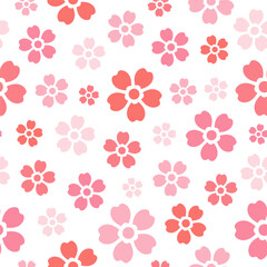 Fototapeta na wymiar Seamless pattern with pink cherry flowers