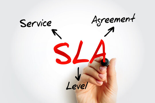 SLA Service Level Agreement - commitment between a service provider and a client, acronym text concept background