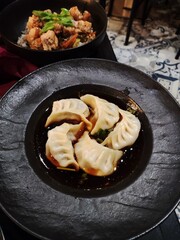 steamed ravioli in soup