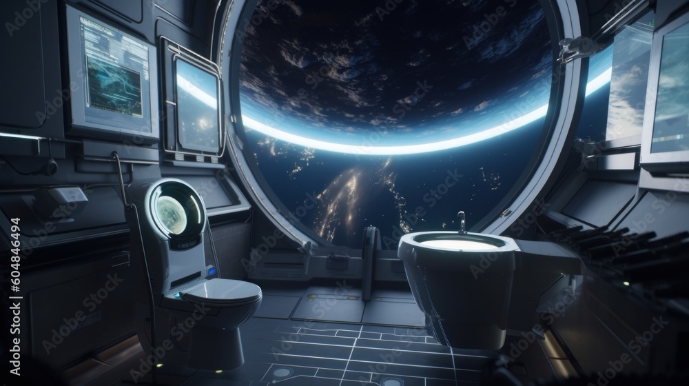 Aufkleber a view of the earth from a space station. generative ai image.