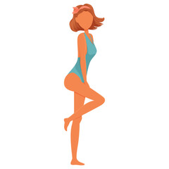Girl in a swimsuit, summer illustration, vector  