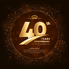 40th anniversary logo with gold numbers and glitter isolated on a gradient background