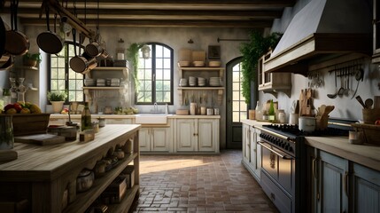 Atmospheric rustic kitchen photographic scene