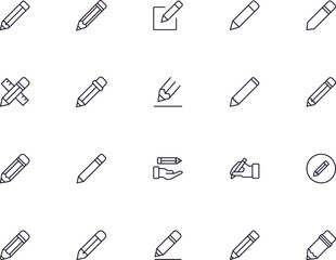 Pencil concept. Collection of modern high quality pencil line icons. Editable stroke. Premium linear symbol for web sites, flyers, banners, online shops and companies.
