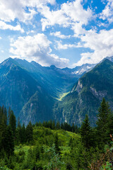 Fototapeta na wymiar Beautiful view of Schlegeis in the Austrian Alps during the summer, European touristic vacation destination