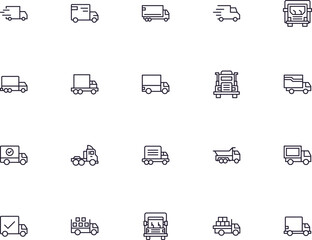 Truck concept. Collection of modern high quality delivery line icons. Editable stroke. Premium linear symbol for web sites, flyers, banners, online shops and companies.