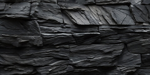 Dark grey slate stone texture, Generative AI